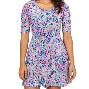 Lilly Pulitzer Celia Terry Cloth Mini Dress Size XL White Blue La Playa